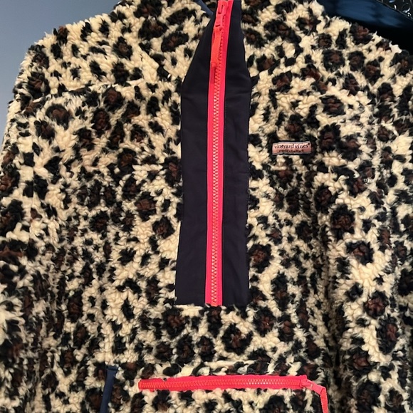 Vineyard Vines Shep Shirt supershep Leopard Print XL fleece half zip *NEW* - Picture 4 of 6
